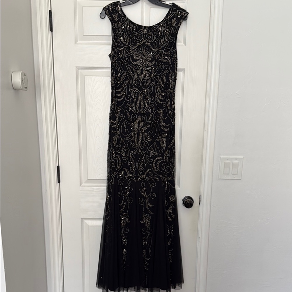 Elegant Black and Gold Evening Dress